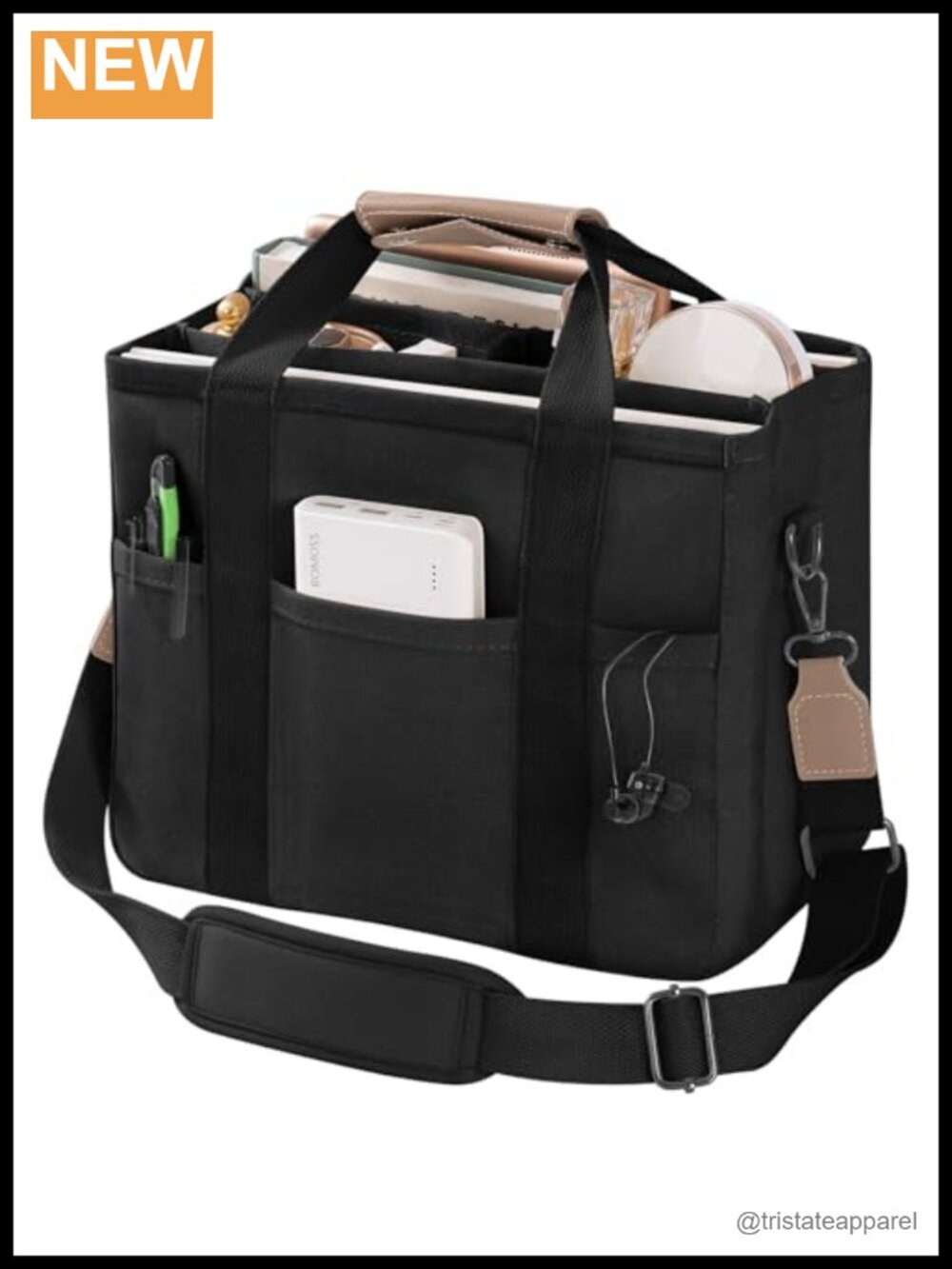 Canvas Tote Bag with Multi Pockets Crossbody Handbag